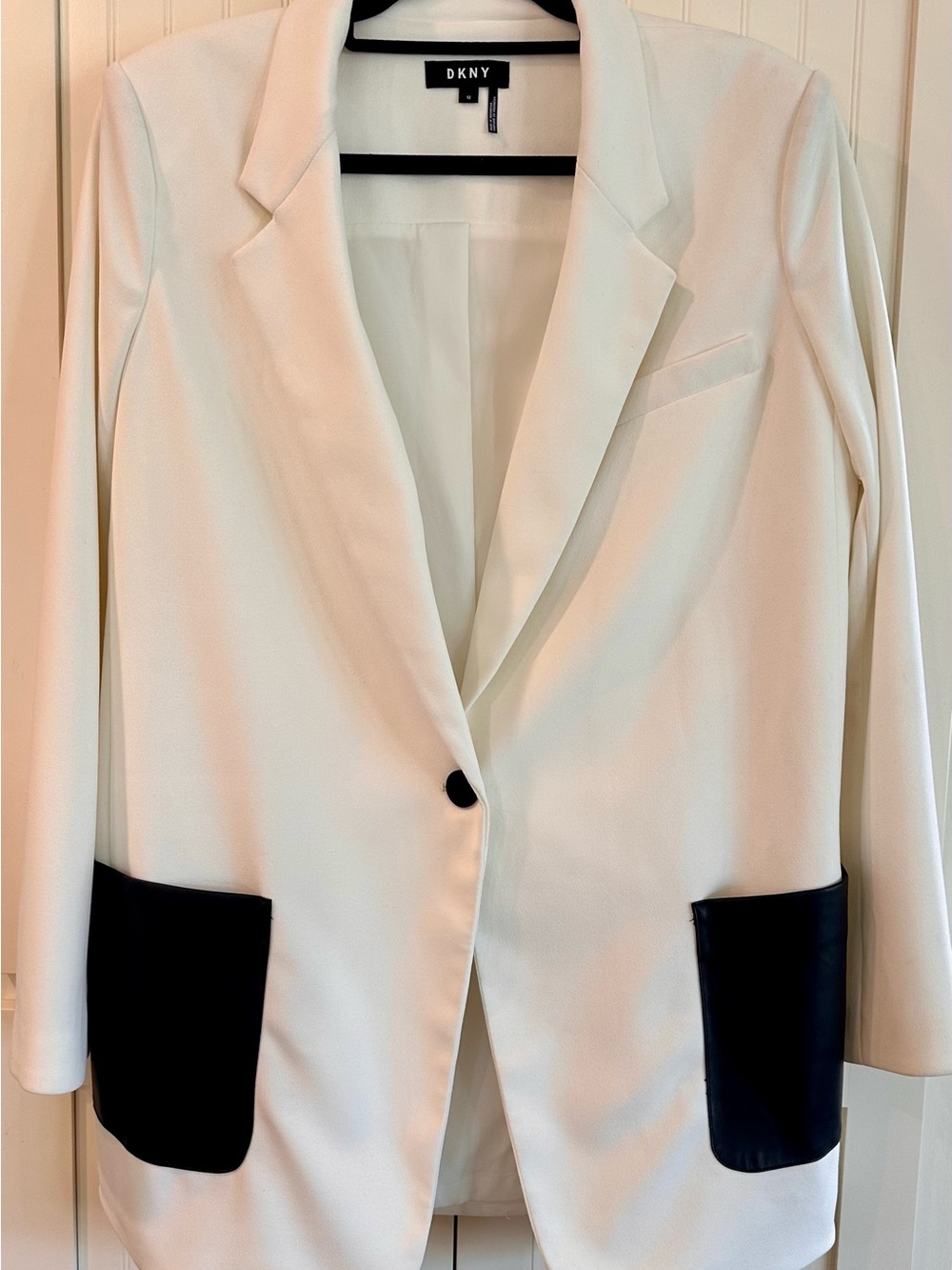 DKNY Cream Blazer with Black Patch Pockets